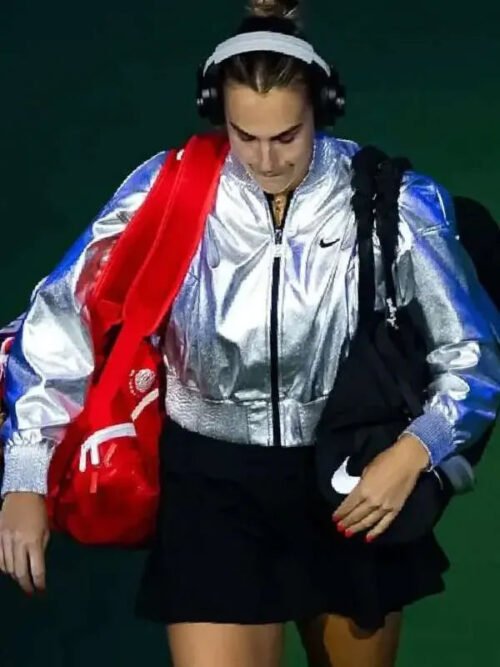 Shop Aryna Sabalenka US Open Silver Cropped Jacket