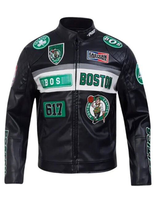 Buy Boston Celtics Black Moto Jacket