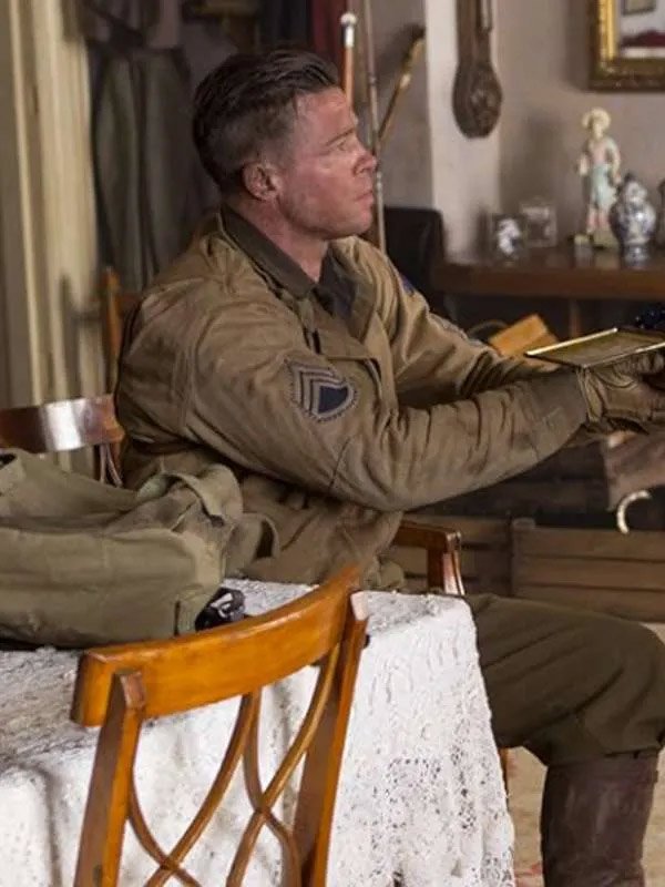 Shop Brad Pitt Fury Cotton Jacket