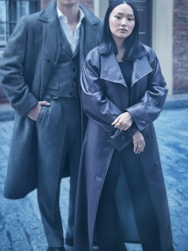 Shop Bridgerton Sophie Baek Burgundy Trench Coat