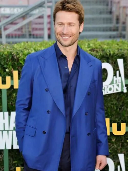 Shop Chad Powers SO1 Glen Powell Blue Blazer