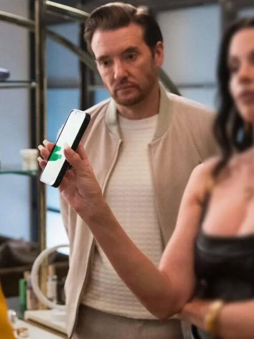 Shop Elsbeth S03 Jason Butler Harner Beige Bomber Jacket