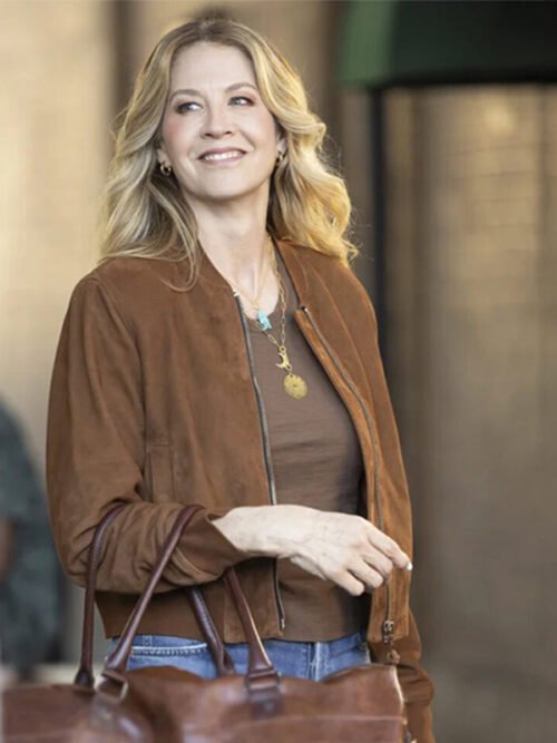 Buy Jenna Elfman Shifting Gears 2025 Eve Drake Brown Bomber Jacket