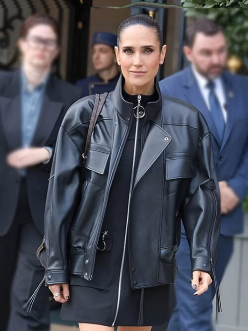Shop Jennifer Connelly Paris Week Leather Jacket