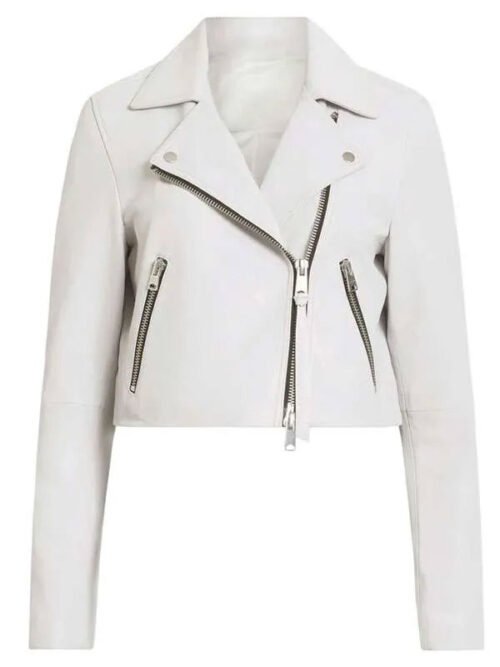 Shop Maia Jae Gen V White Leather Jacket