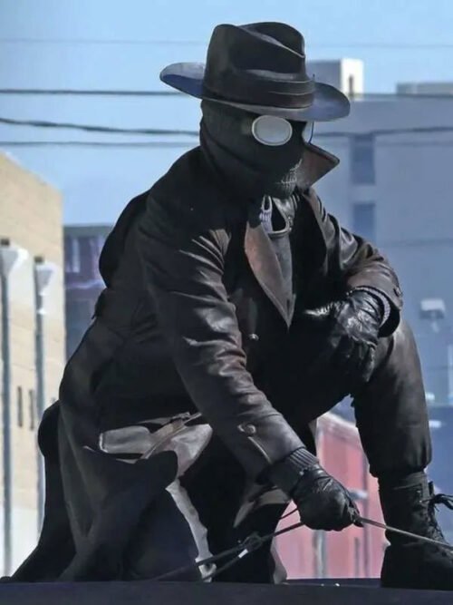 Shop Nicolas Cage Spider Noir Leather Coat