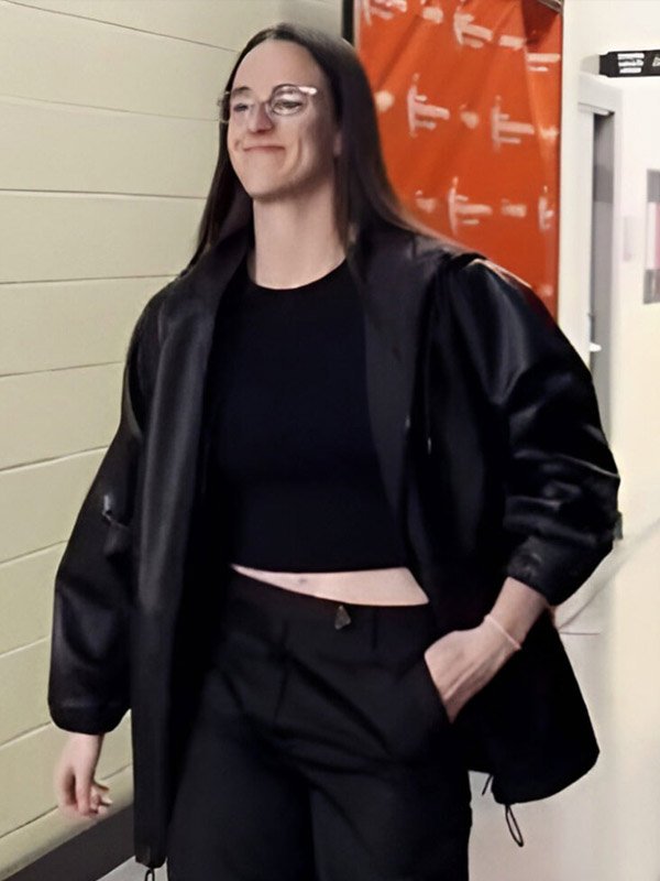 Buy Playoffs Caitlin Clark Black Leather Jacket