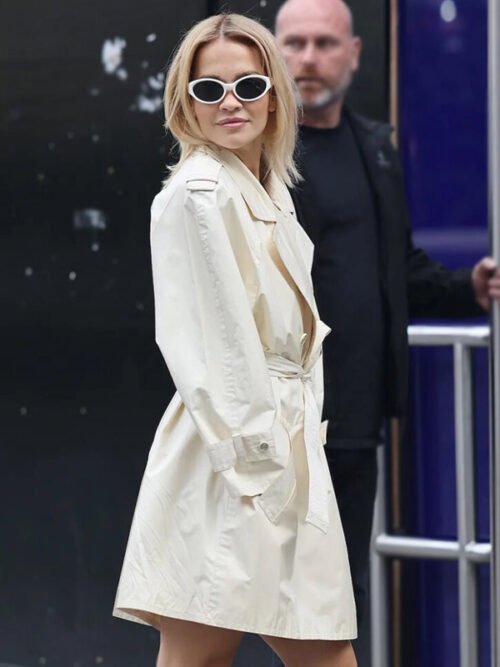 Shop Rita Ora Beige Coat