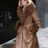 Buy Goldie Boutilier Brown Shearling Leather Coat