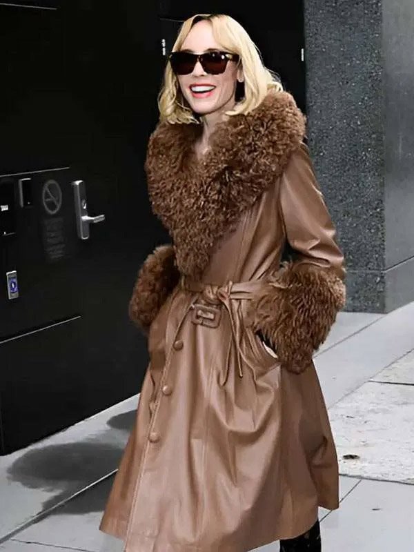 Buy Goldie Boutilier Brown Shearling Leather Coat