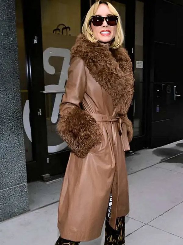 Shop Goldie Boutilier Brown Leather Coat