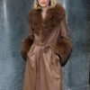Shop Goldie Boutilier Brown Shearling Coat