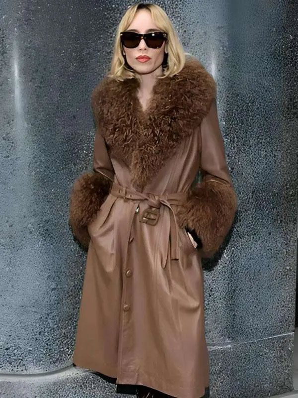 Shop Goldie Boutilier Brown Shearling Coat