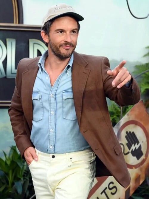 Shop Jurassic World Rebirth Jonathan Bailey Brown Blazer