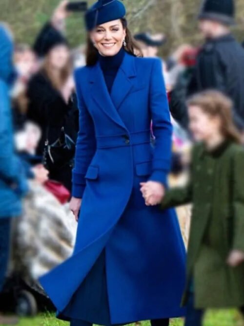Buy Kate Middleton Christmas Day Service Blue Wool Coat
