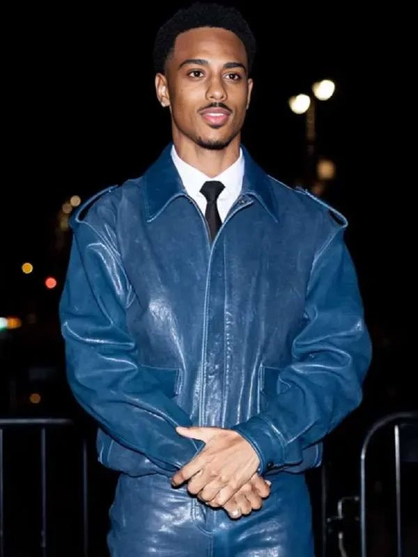 Buy Keith Powers CFDA Blue Leather Jacket