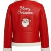 Shop Merry Christmas Red Shearling Santa Leather Jacket