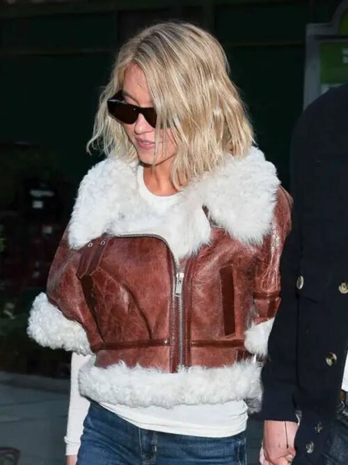 Buy Sydney Sweeney Shearling Leather Jacket