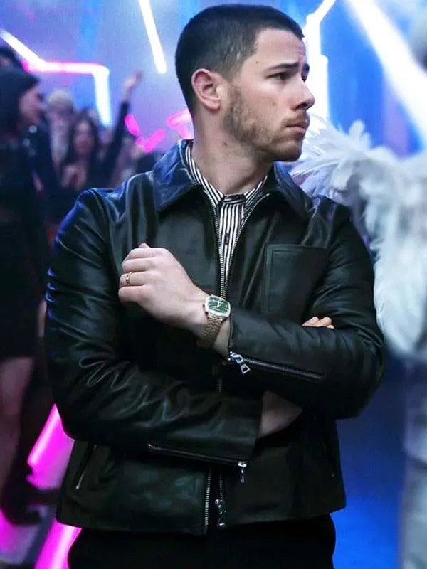 Shop Nick Jonas A Very Jonas Christmas Movie Leather Jacket