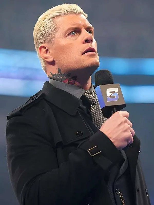 Shop SmackDown 2025 Cody Rhodes Black Wool Coat