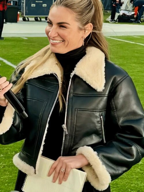 Buy Super Bowl LIX Andrews Black Shearling Jacket