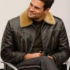 Shop Tom Bateman Hedda BAFTA Brown Leather Jacket
