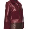 Shop Beyond The Gates Ambyr Michelle Maroon Shearling Leather Jacket