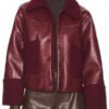 Shop Beyond The Gates 2025 Ambyr Michelle Maroon Shearling Leather Jacket