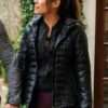 Shop Cristal Flores Carrington Dynasty Daniella Alonso Black Puffer Hooded Jacket