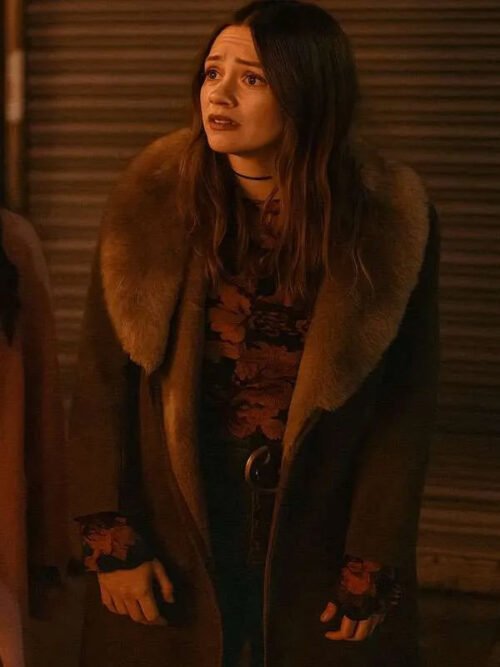 Shop Daddy Issues Aimee Lou Wood Shearling Leather Coat