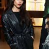 Buy Jenna Ortega Black Leather Coat