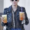Buy Los Angeles Lucy Hale Edgy Black Biker Leather Jacket
