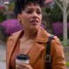 Shop Laila Jackson Murder in a Small Town S02 Brown Leather Jacket