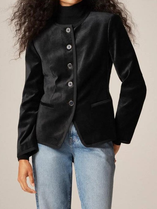 Shop The Today Show Savannah Sellers Collarless Black Velvet Jacket