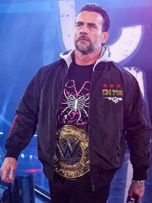 Buy Monday Night Raw CM Punk Black Bomber Satin Jacket