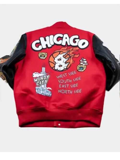 Buy Chicago Windy City Red and Black Bomber Jacket