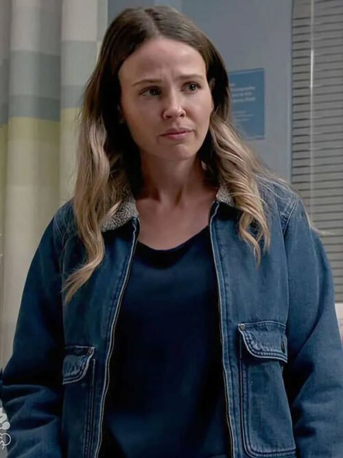 Buy Lyla Novak Chicago Fire Jocelyn Hudon Blue Denim Bomber Jacket