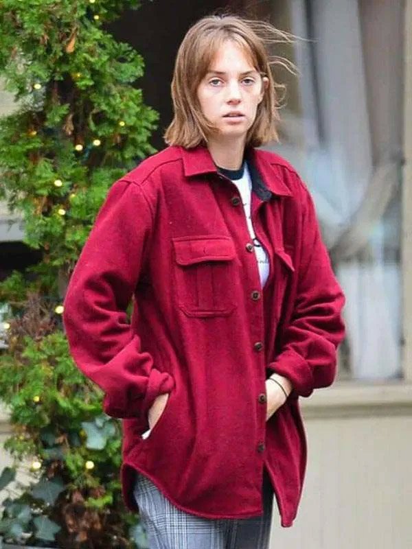 Buy Maya Hawke TV Series Stranger Things 2025 Robin Buckley Red Wool Jacket
