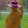 Shop Melissa Peterman Finding Mr. Christmas 2025 Brown Suede Leather Fringe Jacket
