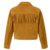 Shop Melissa Peterman Finding Mr. Christmas Tv Series 2025 Brown Leather Fringe Jacket