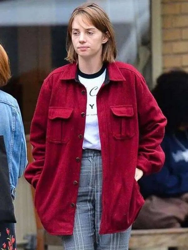 Shop Maya Hawke TV Series Stranger Things Robin Buckley Red Wool Jacket