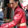 Buy The Beauty 2026 Bella Hadid Red Cropped Leather Jacket