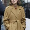 Shop Keira Knightley Black Doves 2026 Brown Trench Wool Coat