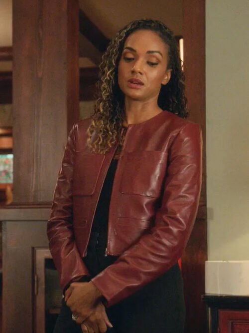 Buy Mekia Cox TV Series The Rookie Nyla Harper Maroon Leather Jacket