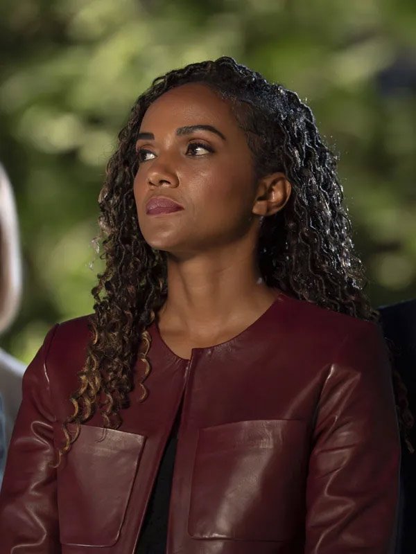 Shop Mekia Cox The Rookie 2026 Nyla Harper Maroon Leather Jacket