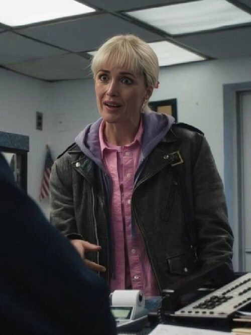 Shop Rose Byrne Movie Tow Amanda Ogle Grey Leather Jacket